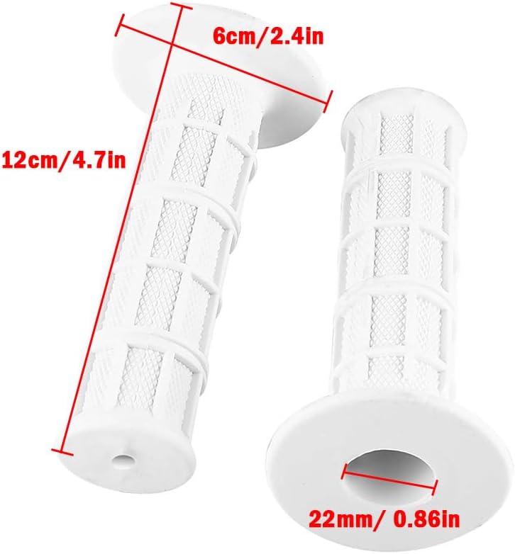 Klanata 1Pair White Grips, 22mm 7/8" Dirt Bike Grips Scooter Grips Handlebar Hand Grips for Motorcycle, Mini Bike, Dirt Bike, Pit Bike Handlebar Pro Taper Grips Dirtbike - Image 2